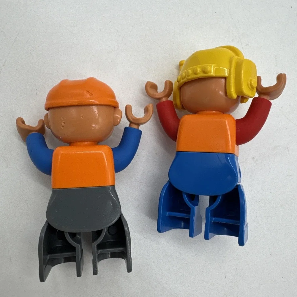 Lego Duplo Figure Pilot Airplane Helicopter Orange Vest And Construction